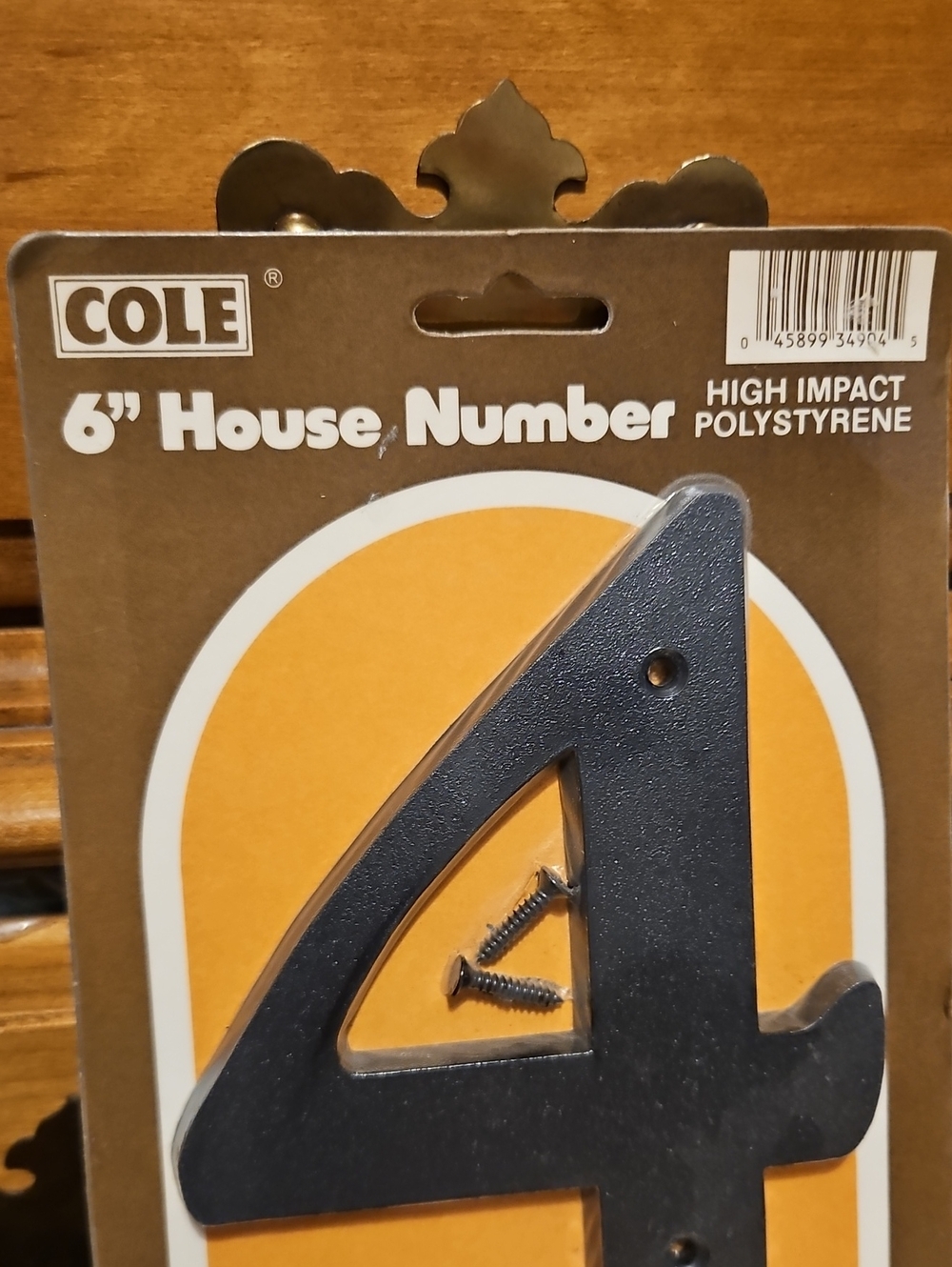 COLE Black 6" House Number 4 - Durable Exterior Number
